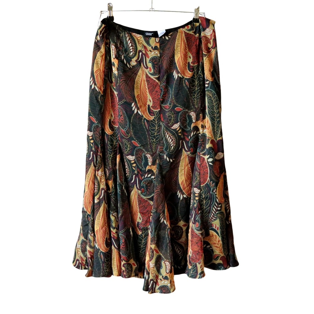Sharon Young Paisley Leaf Midi Skirt Autumn Fairy Grunge Size 14 Vintage Flowy